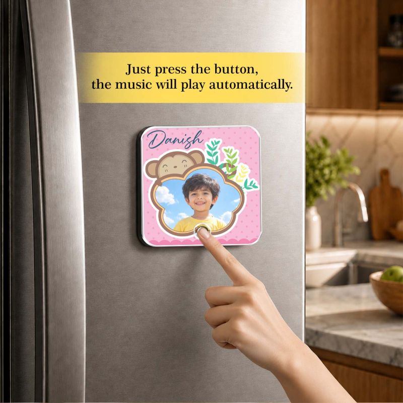 Personalised Musical Fridge Magnet with Custom Photo, Name & Song  Rechargeable Battery, Type-C USB Charging | Birthday Gift for Kids & Music Lover Boy